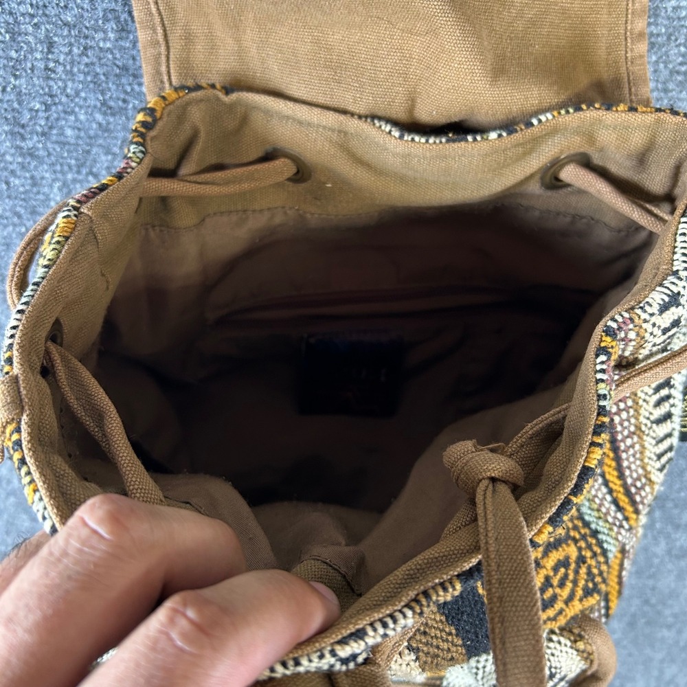 Catori Sun N Sand Woven Tapestry Backpack Southwestern Boho Brown Geometric Bag - Picture 5 of 8